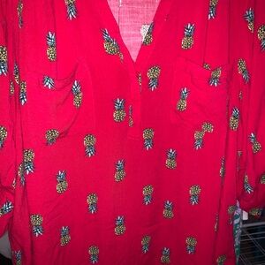 Torrid Harper 3/4 Sleeve Pullover Blouse size 3 pineapple design